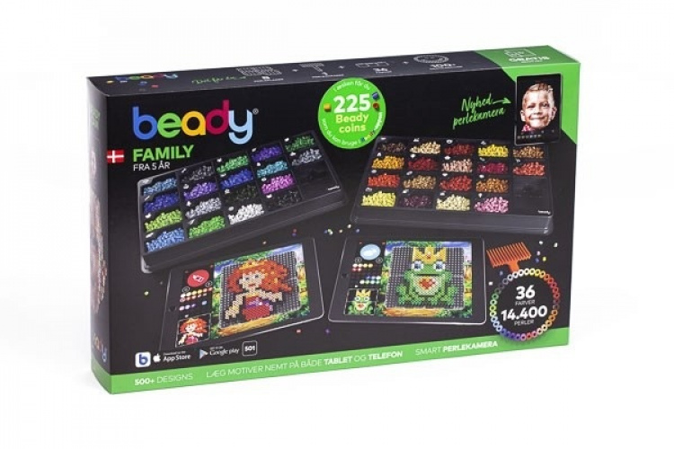 Beady Familie 14.400 perler, 8 plater, 1 perleskraper Beady Familie 14.400 perler, 8 plater, 1 perleskraper