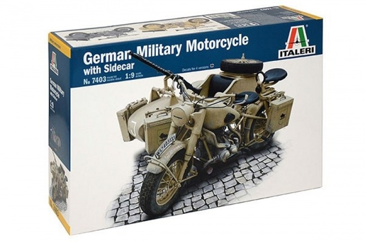 Italeri 1:9 BMW R75 Tysk Milit. Motor. m/sidevogn