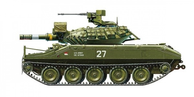 Tamiya 1:35 U.S. luftbåren stridsvogn M551 Sheridan (Vietnamkrigen)