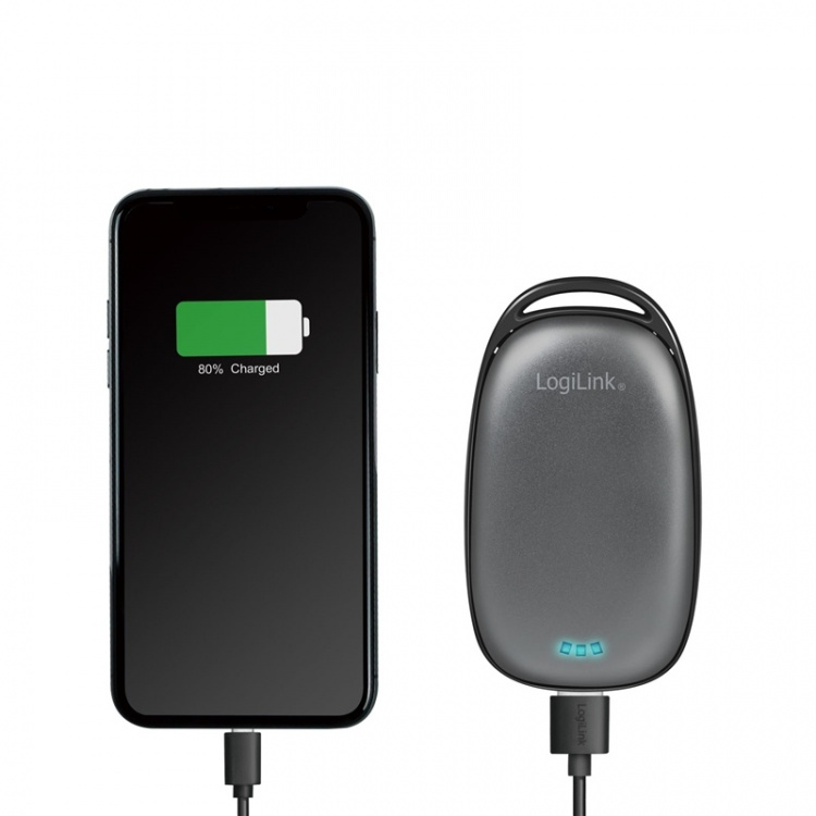 LogiLink PowerBank med håndvarmer 4000 mAh Svart