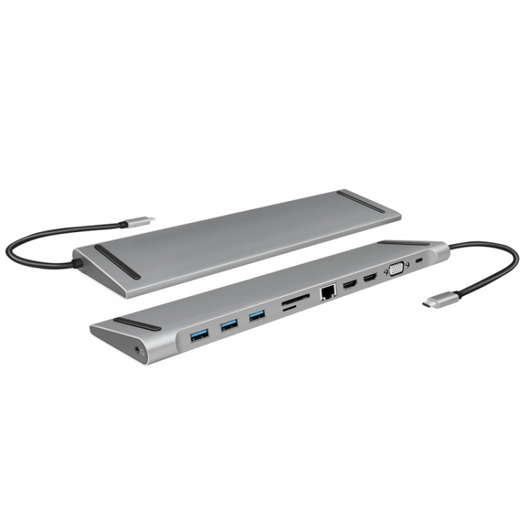 LogiLink USB-C-dokk 11-i-1 HDMI/VGA/RJ45/USB-C 100W