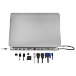 LogiLink USB-C-dokk 11-i-1 HDMI/VGA/RJ45/USB-C 100W
