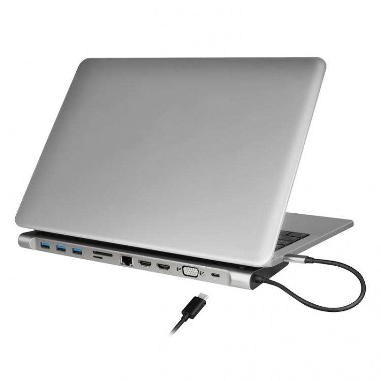 LogiLink USB-C-dokk 11-i-1 HDMI/VGA/RJ45/USB-C 100W