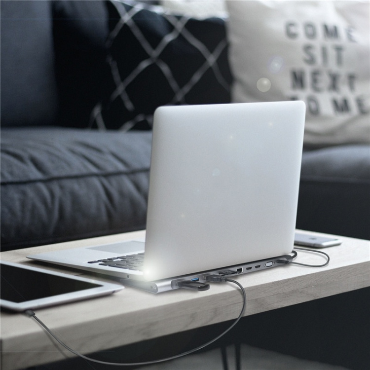 LogiLink USB-C-dokk 11-i-1 HDMI/VGA/RJ45/USB-C 100W