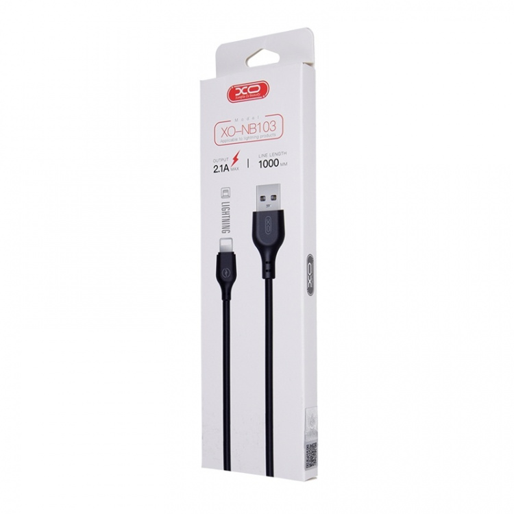 Xo NB103 USB - Lightning-kabel (2,1A) 1 m, svart Xo NB103 USB - Lightning-kabel (2,1A) 1 m, svart