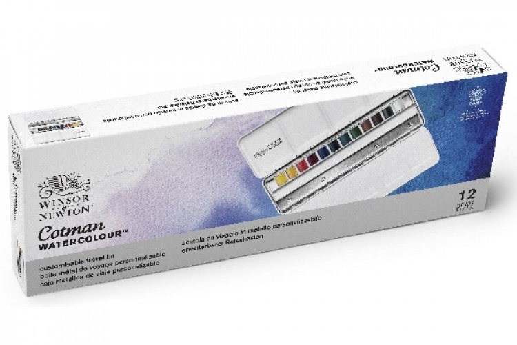 Cotman Water Col 12x½-pan studio Bluebox metall