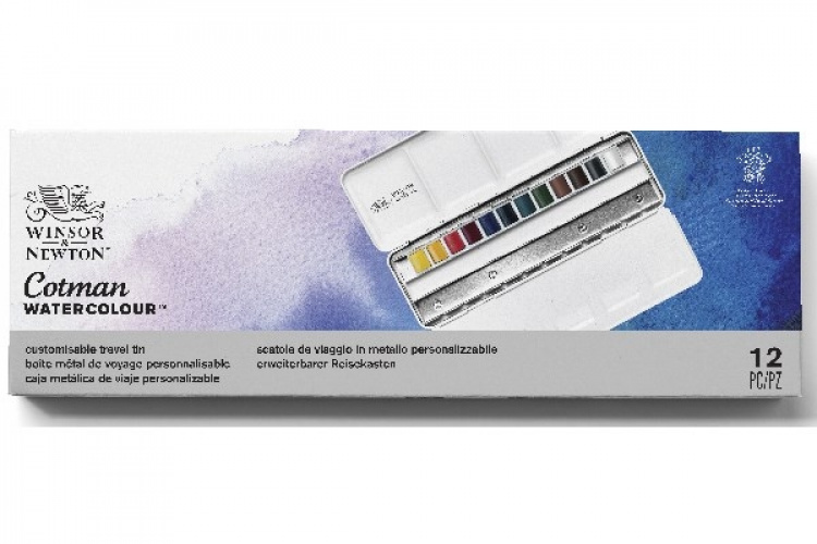 Cotman Water Col 12x½-pan studio Bluebox metall