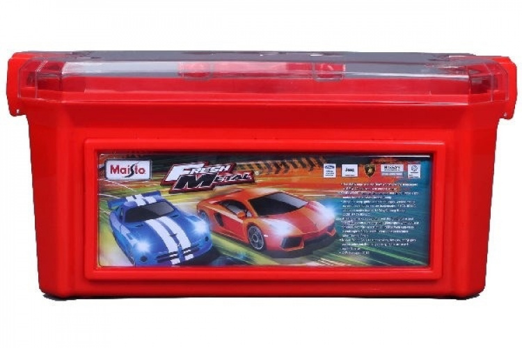 Maisto Oppbevaringsboks for biler, inkluderer 6 biler