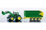 John Deere med frontlaster og tilhenger, Green