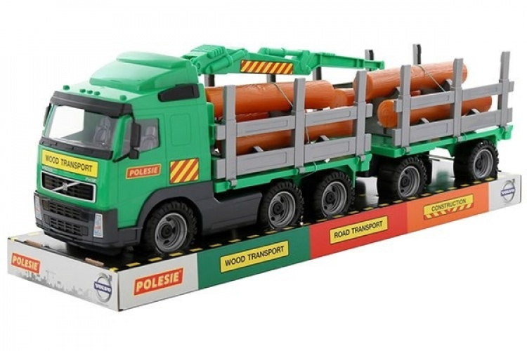 Volvo lastebil med tømmer, kran og tilhenger 775x190x255mm