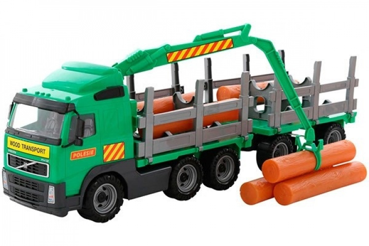 Volvo lastebil med tømmer, kran og tilhenger 775x190x255mm