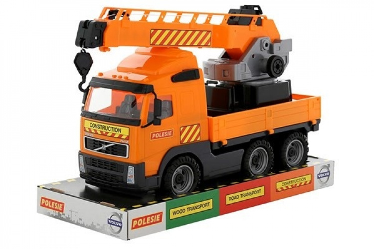 Volvo lastebil med kran på lasteplan 580x195x320mm