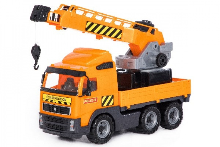 Volvo lastebil med kran på lasteplan 580x195x320mm