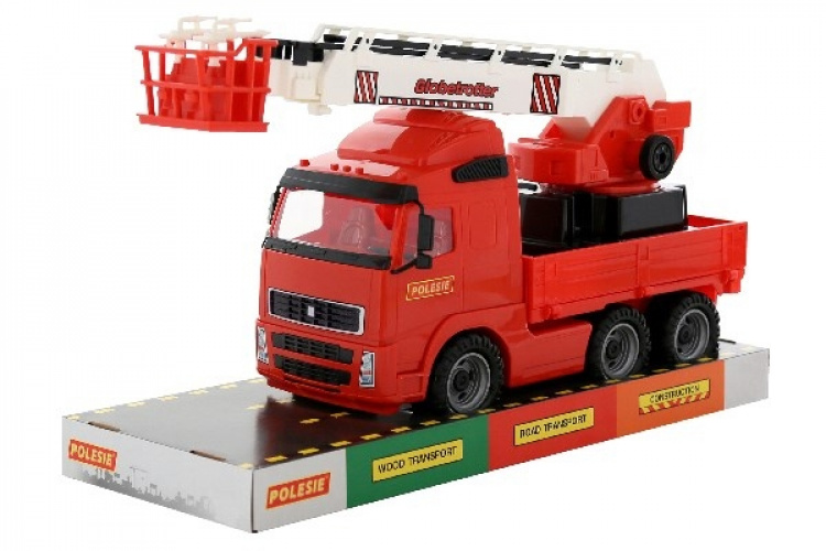 Volvo brannbil med kran på lasteplan 580x195x340 mm