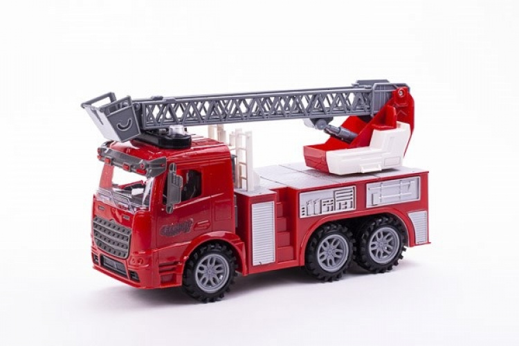 Brannbil med stige, lys og lyd 1:14, rød