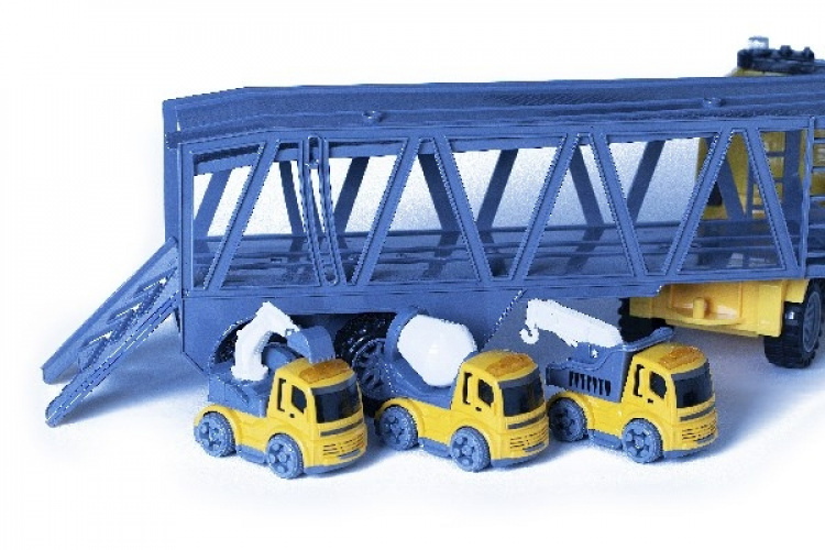 Lastebil med tilhenger + 3 biler, lys og lyd 1:14