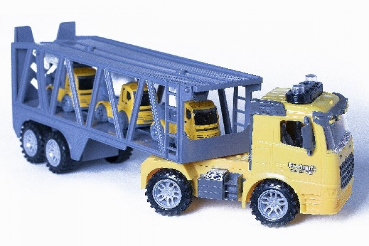 Lastebil med tilhenger + 3 biler, lys og lyd 1:14