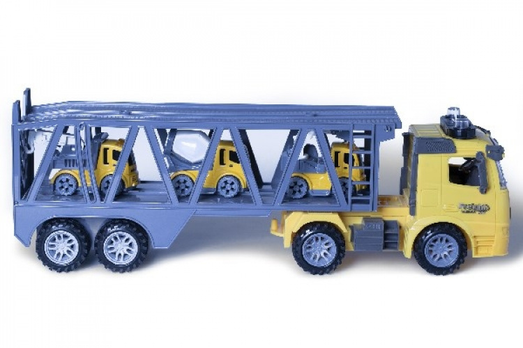 Lastebil med tilhenger + 3 biler, lys og lyd 1:14