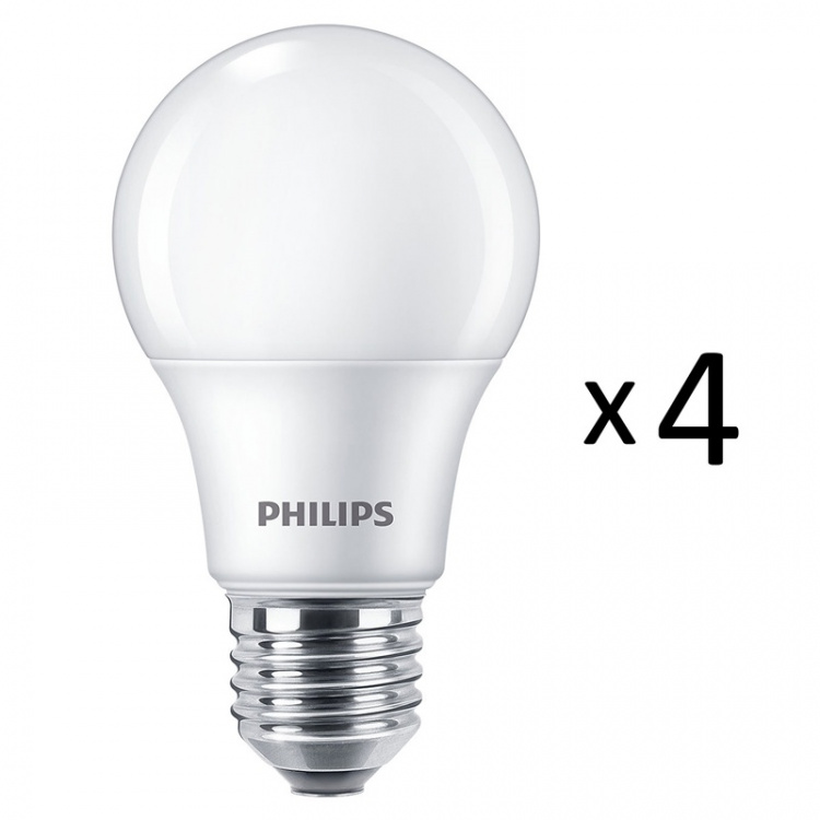 Philips 4-pakning LED E27 Normal Frost 60W 806lm