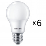 Philips 6-pakning LED E27 Normal Frost 60W 806lm Philips 6-pakning LED E27 Normal Frost 60W 806lm