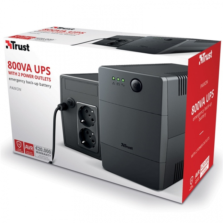 Trust Paxxon 800VA UPS med 2 x Schuko-uttak