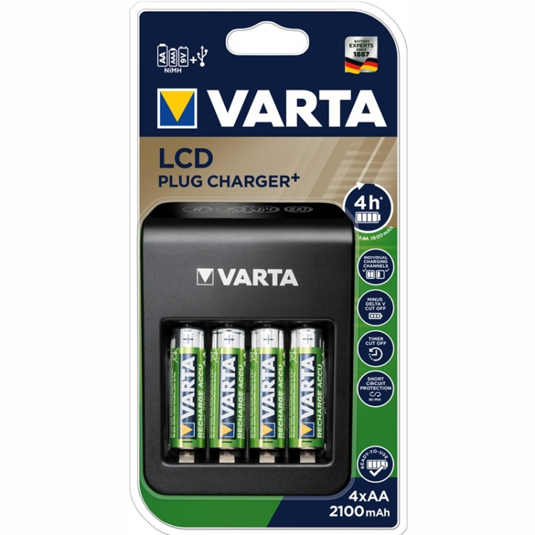 Varta LCD-plugglader + AA/AAA/9V + U