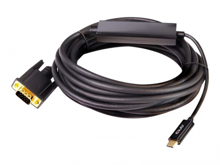 Club 3D - Adapterkabel - 24-pinners USB-C hann til HD-15 (VGA) hann - 5 m - aktiv