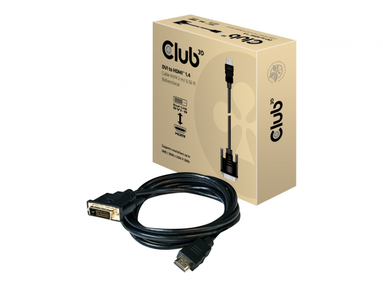 CLUB3D DVI til HDMI 1.4-kabel M/M 2m/ 6,56ft toveis