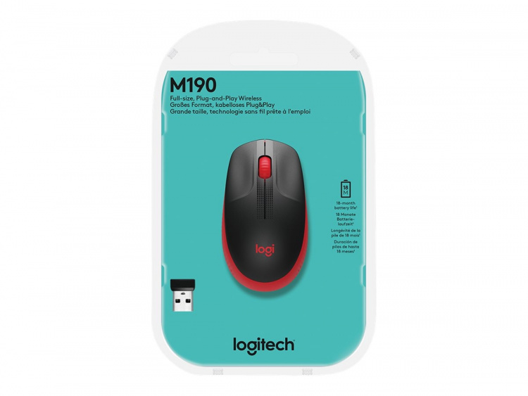 Logitech M190 datamus Ambidextrous RF trådløs optisk 1000 DPI
