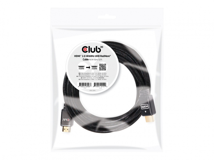CLUB3D HDMI 2.0 4K60Hz RedMere-kabel 10 m/32,8 fot