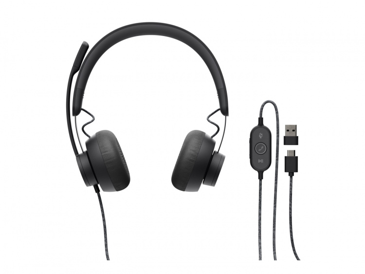 Logitech Zone Wired UC-hodesetthodebånd USB Type-C svart