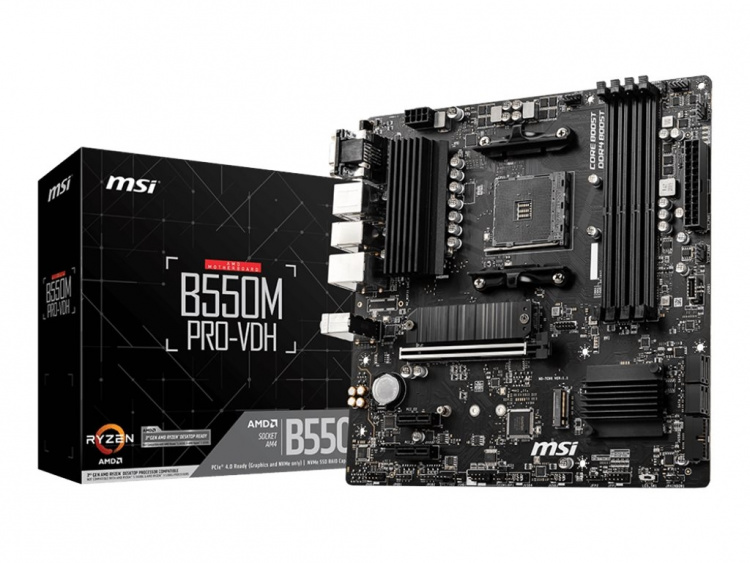 MSI B550M PRO-VDH moderkort AMD B550 Uttag AM4 micro ATX