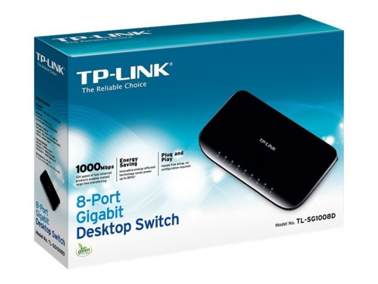 TP-LINK TL-SG1008D Ikke-administrert Gigabit Ethernet (10/100/1000) Svart