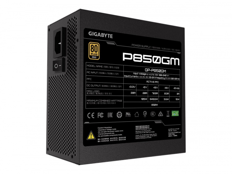 Gigabyte P850GM Strømforsyninger 850 W 20+4-pinners ATX-ATX Svart