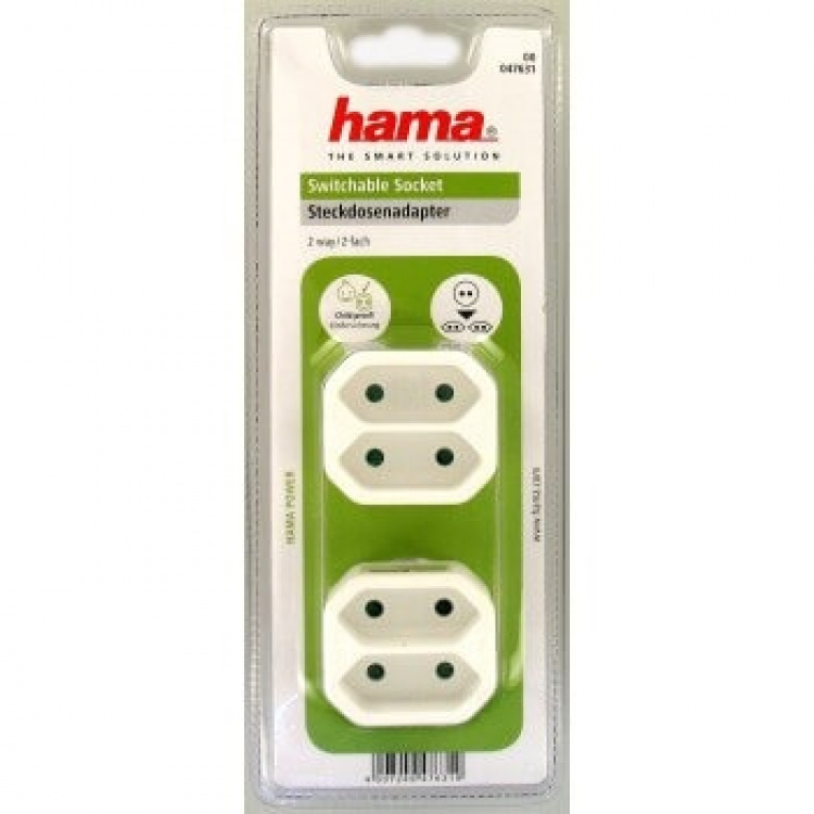 HAMA Multikontakt 2-veis 2-pack Hvit