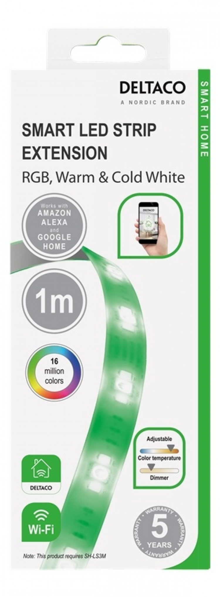 DELTACO SMART HOME LED-stripeforlengelse, 1m, RGB, 2700K-6500K, 6-pin DELTACO SMART HOME LED-stripeforlengelse, 1m, RGB, 2700K-6500K, 6-pin