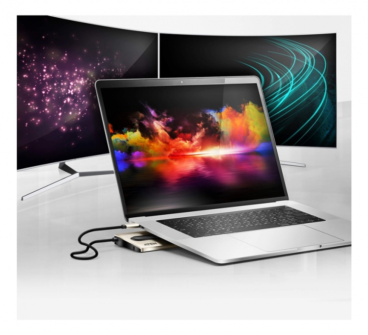 ATEN USB-C-dokk med flere porter og strømgjennomgang (13 enheter)