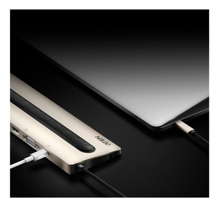 ATEN USB-C-dokk med flere porter og strømgjennomgang (13 enheter)