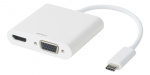 DELTACO USB-C-dokkingstasjon, HDMI/VGA/USB-C, 100 W USB-C PD 3.0, hvit DELTACO USB-C-dokkingstasjon, HDMI/VGA/USB-C, 100 W USB-C PD 3.0, hvit
