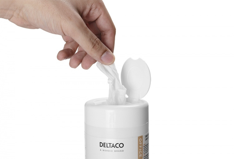 DELTACO Office Hånddesinfiserende våtservietter, 100 stk tube DELTACO Office Hånddesinfiserende våtservietter, 100 stk tube