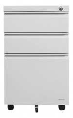 DELTACO OFFICE Mobilt skap med 3 skuffer og lås, hvit