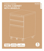 DELTACO OFFICE Mobilt skap med 3 skuffer og lås, hvit