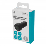 DELTACO USB-billader, 1x USB-C, PD 18 W, 1x USB-A, 18 W, 36W, metall