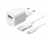 DELTACO USB-vegglader, USB-A, 2,4 A, inkl. 1 m USB-A til Lightning DELTACO USB-vegglader, USB-A, 2,4 A, inkl. 1 m USB-A til Lightning