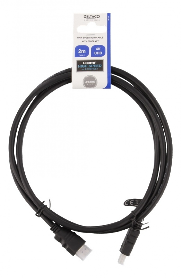 DELTACO HDMI-kabel CCS, HDMI High Speed m/Ethernet, FSC, 2,0 m, svart