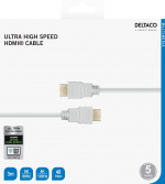 DELTACO ULTRA høyhastighets HDMI-kabel, 48 Gbps, 3 m, hvit