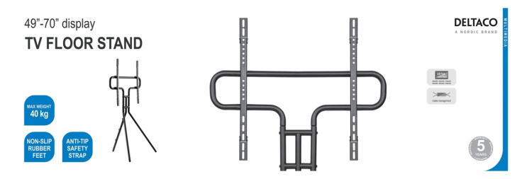 DELTACO gulvstativ for TV, 49-70