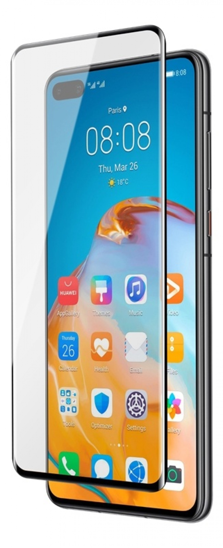 DELTACO skjermbeskytter til Huawei P40 Pro, 2,5D glass, fullskjerm