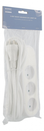 NORDIC QUALITY Dansk strømuttak med 3 jordede stikkontakter, PVC-kabel (3x1,5 mm²)