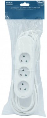 Nordic Quality Power 3-way socket w/dummyhole (D), 5m